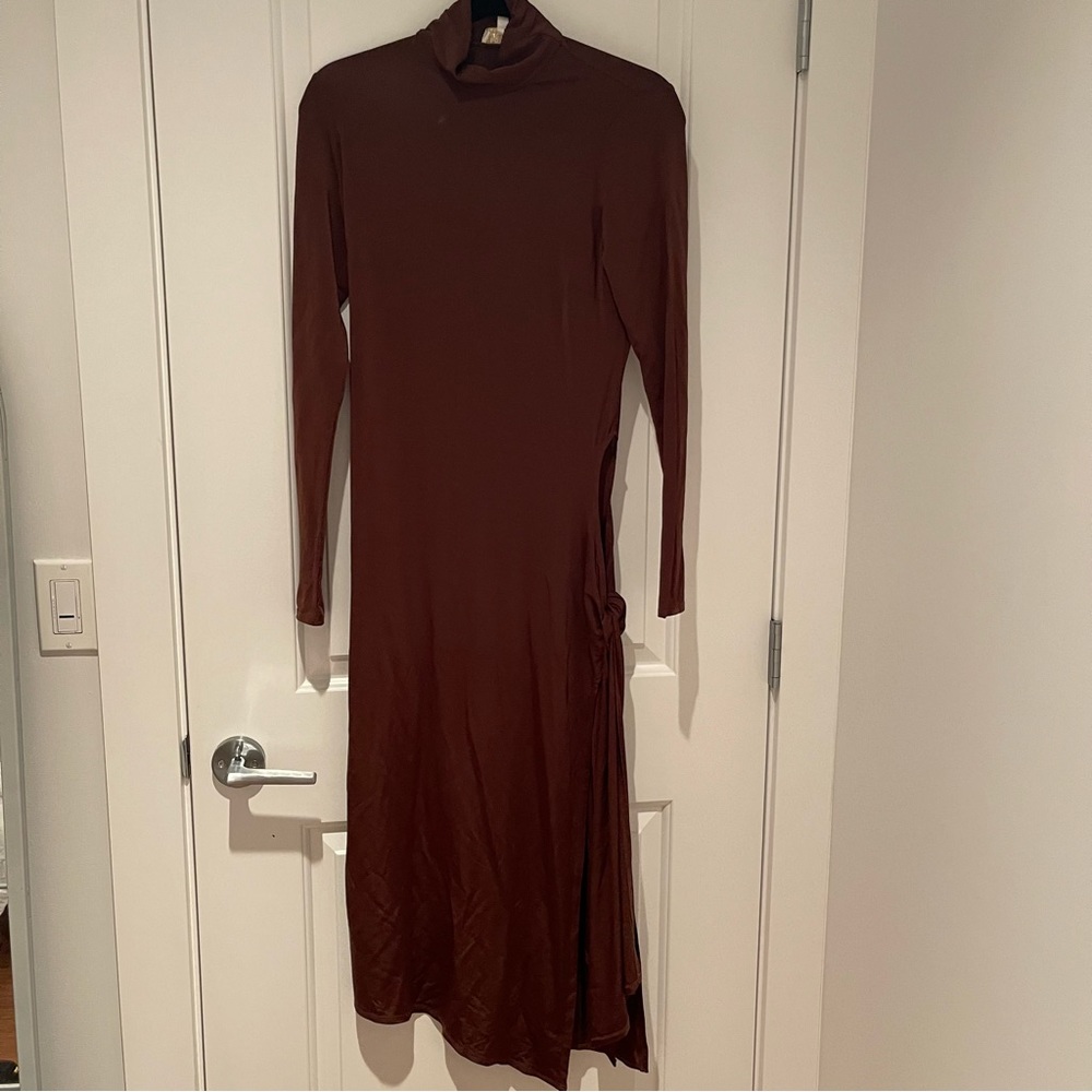 Rony Kobo X REVOLVE Marchella Tied Cut Out Midi Dress in Bitter Chocolate